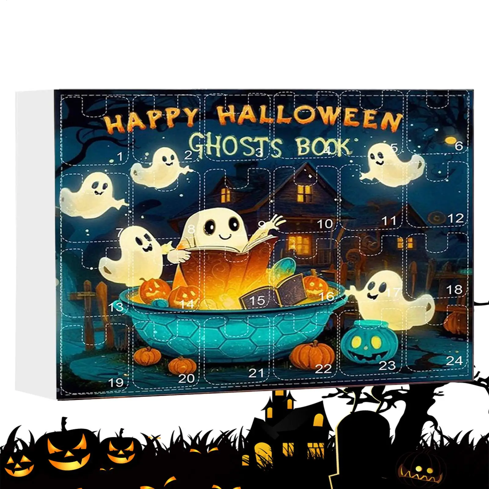 

Календарь обратного отсчета на Хэллоуин Календарь обратного отсчета на Хэллоуин с 24 брелками 2D Призрачные книги для чтения для