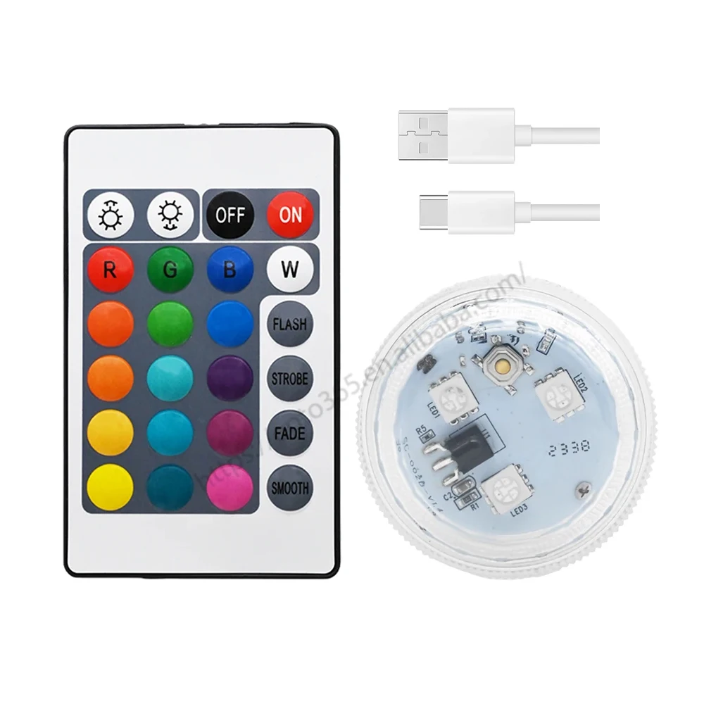 مصابيح LED RGB مقاومة للماء للتحكم عن بعد ، مصباح تحت الماء ، حفل زفاف ، ديكور مزهرية ، 4 من كل مجموعة