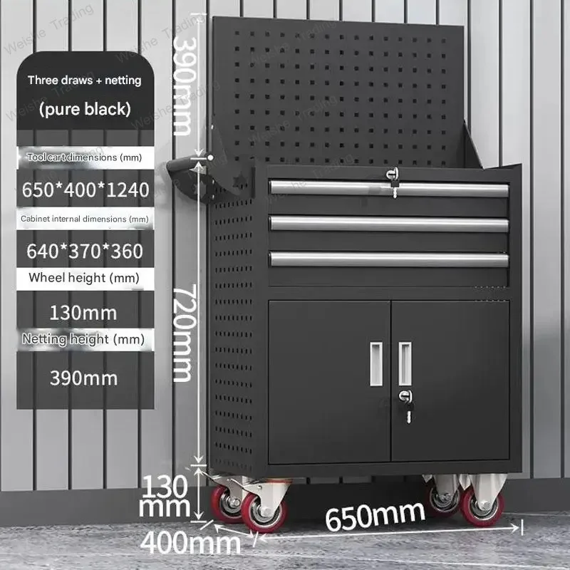Heavy-Duty Automotive Repair Tool Cart Mobile Hardware Storage Trolley for Workshop Or Laboratory Use