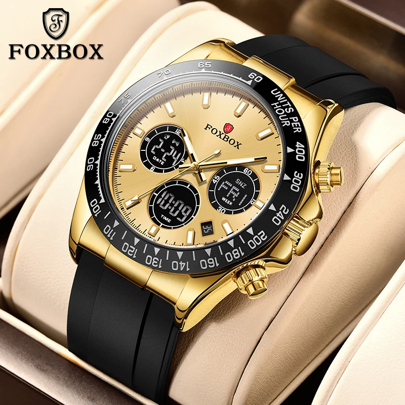 

Мужские часы FOXBOX Top Luxury, модные кварцевые наручные часы LIGE, цифровые спортивные водонепроницаемые часы с подсветкой и датой, подарок для мужчин, Reloj hombre.