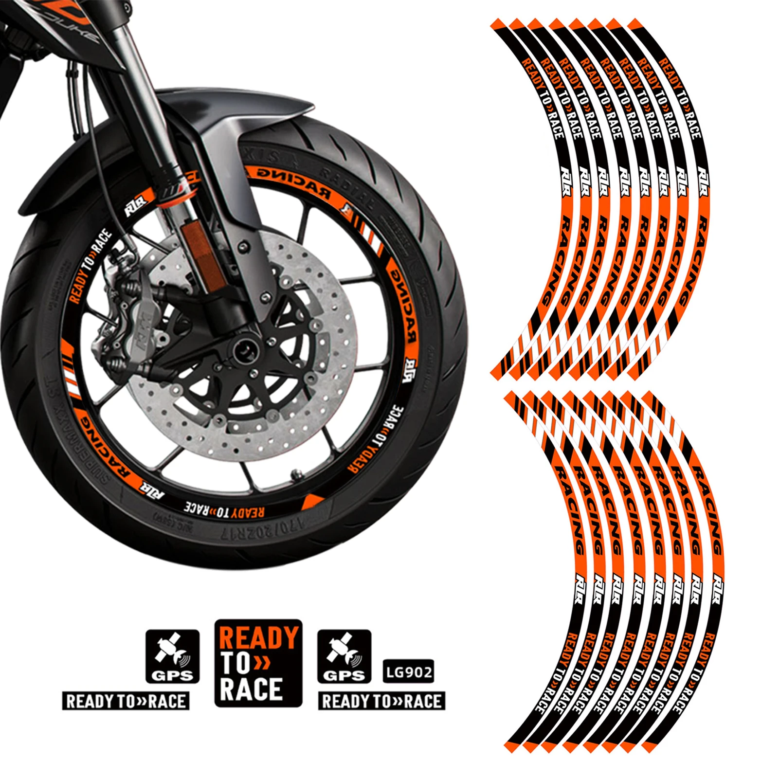 Reflective Motorcycle Wheel Stickers Rim Strips Decals 17\