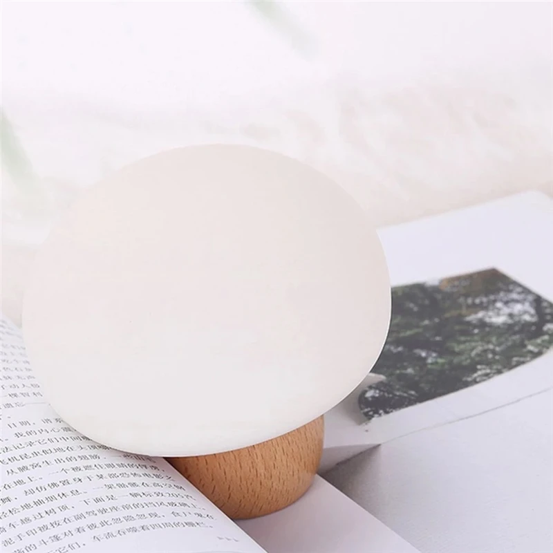 Silicone LED Night Lamp Brightness Adjustable Mushroom Pat Switch Wooden Base Timing LED Night Light For Children\'s Gift