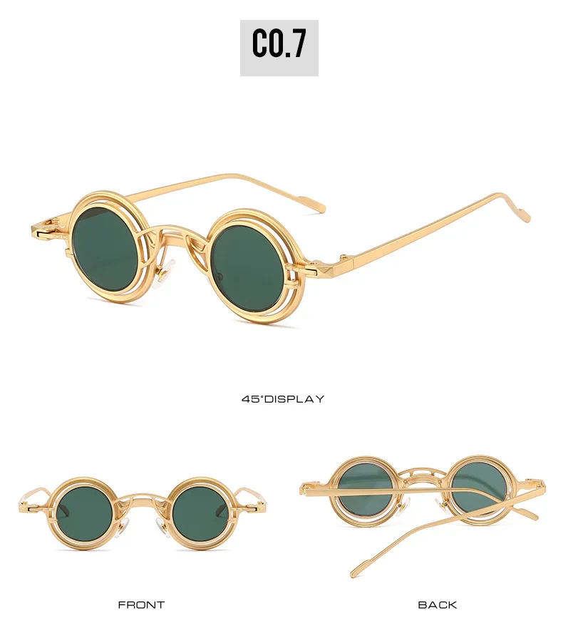 Neue Runde Sonnenbrille Unisex Frauen Männer Steampunk Brille Persönlichkeit Hip-hop Mode Sonnenschutz UV400 Kleine Brillen – Detail 13