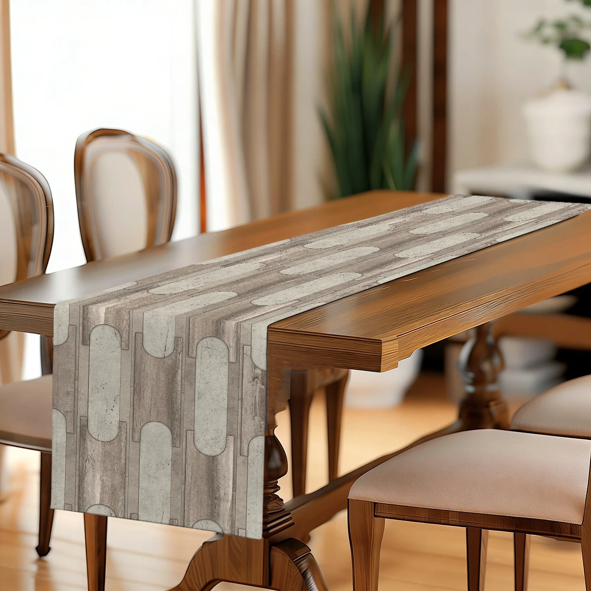 Wood Grain Pattern Polyester Table Runner - Stylish Table Decor for Home, Dining Room and Indoor Occasions