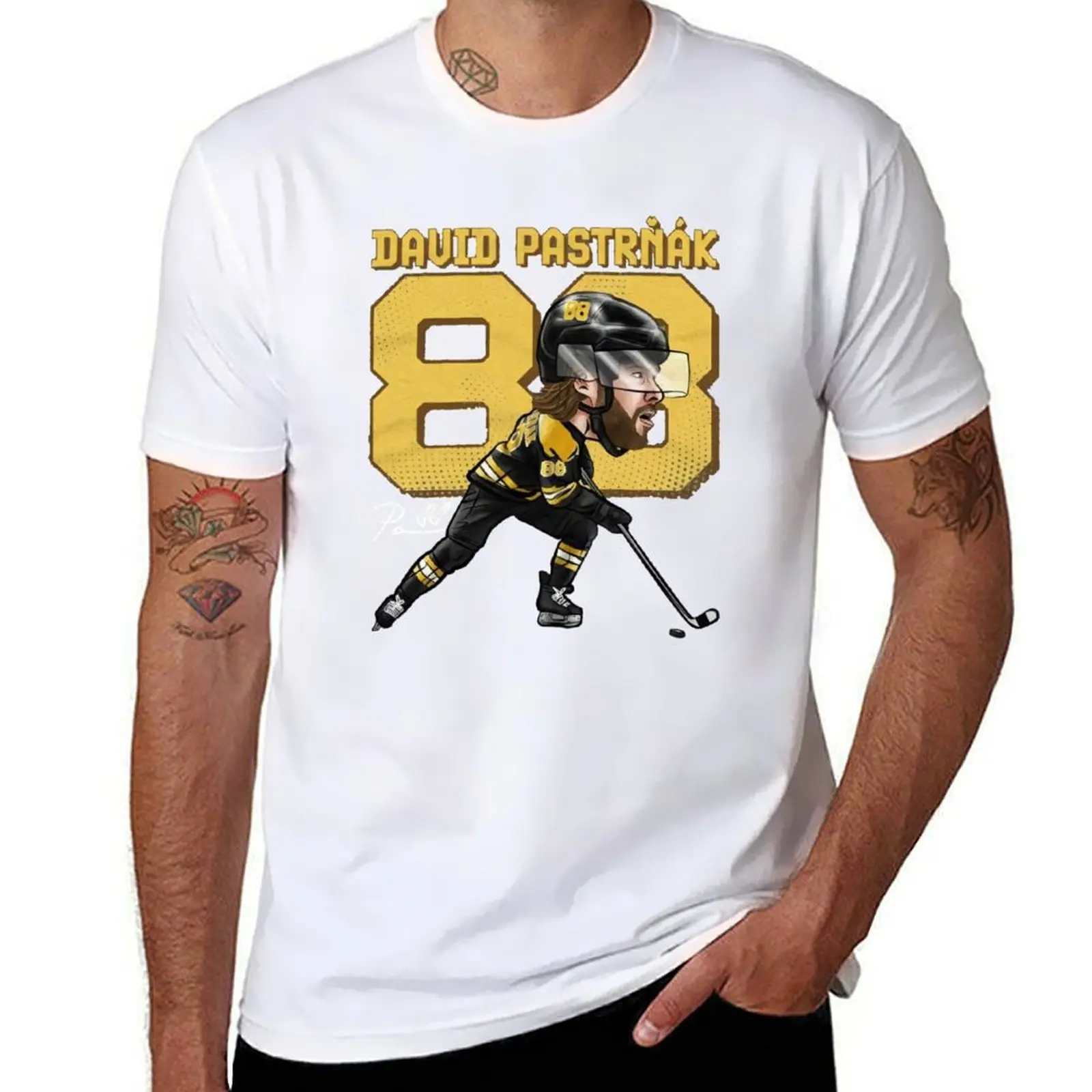 

David Pastrnak cartoon T-Shirt anime t shirts for man t shirts for man pack cotton T-Shirt