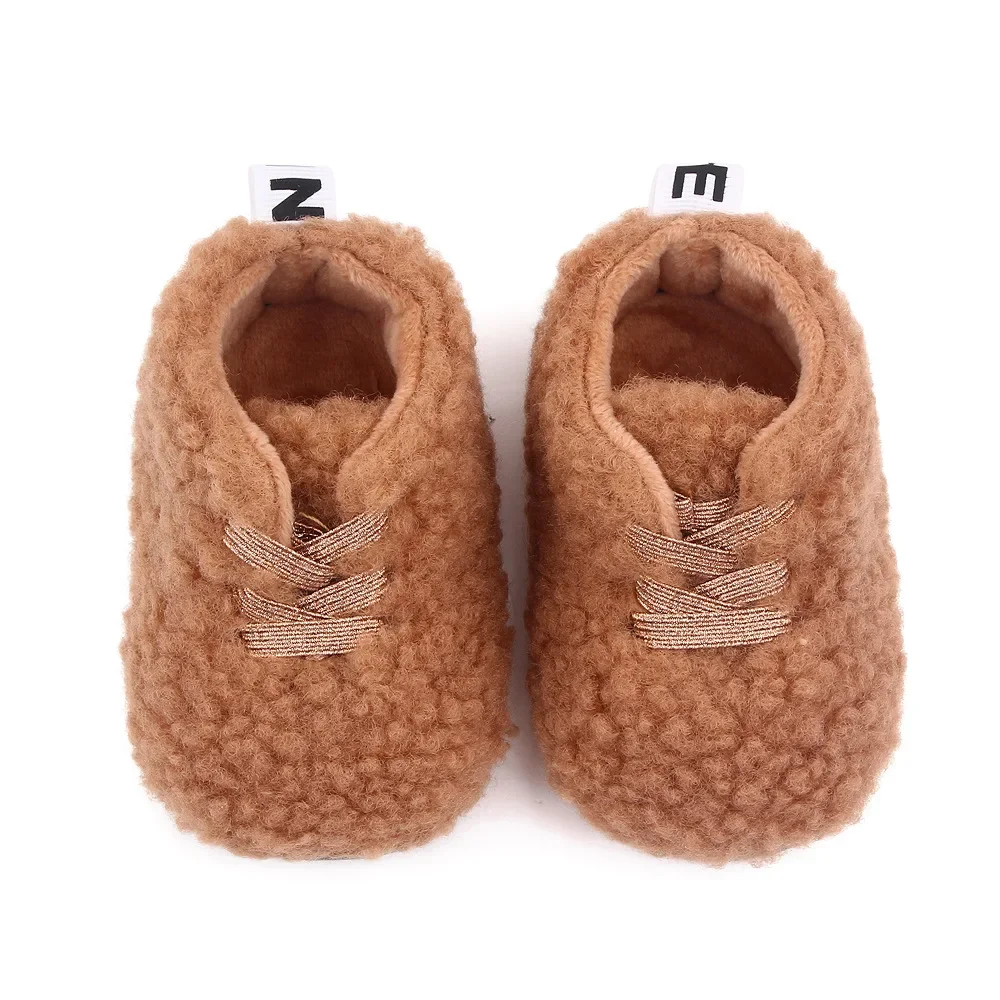 

Тапочки для новорожденных, кроссовки для маленьких девочек и мальчиков, зимние теплые детские нескользящие туфли на меху для первых ходунков