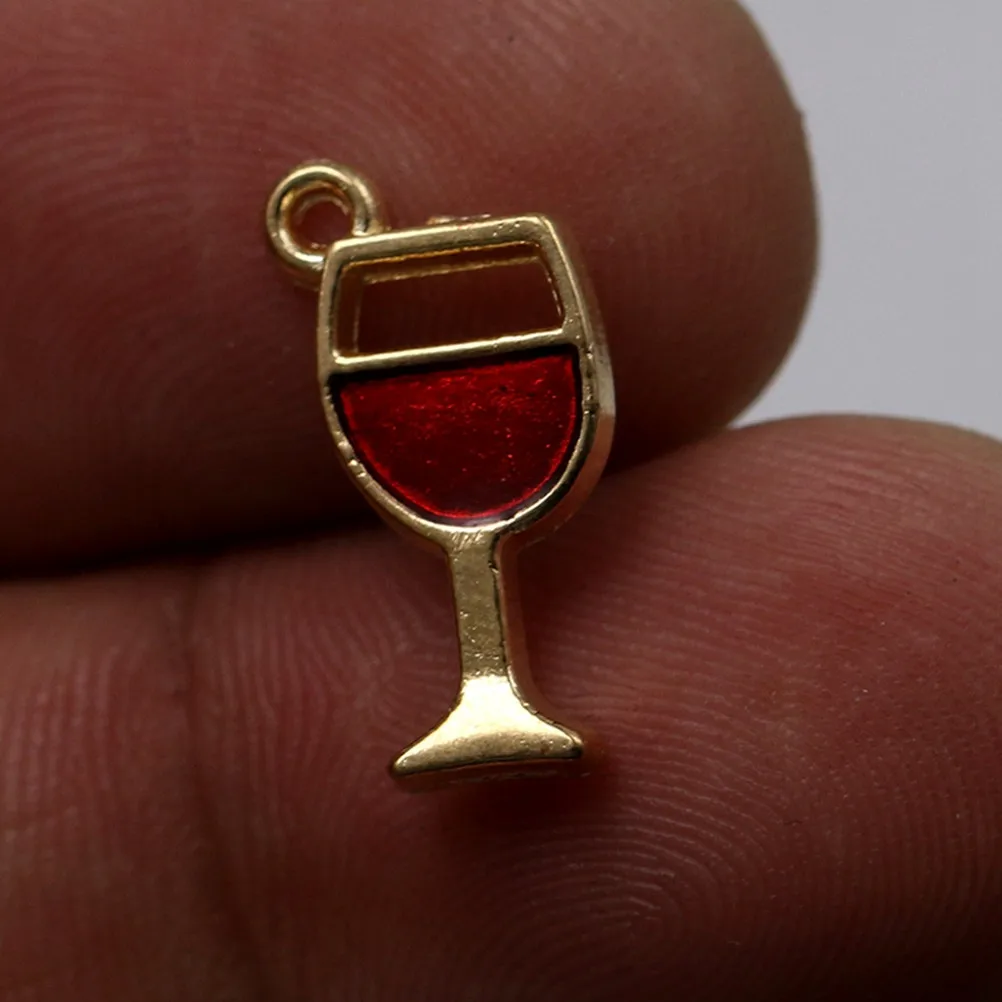 20Pcs Red Wine Cup Alloy Pendant Charms DIY Jewelry Making Kit Necklace Bracelet Dangle Anklet Sweater Chain Cosplay Accessory
