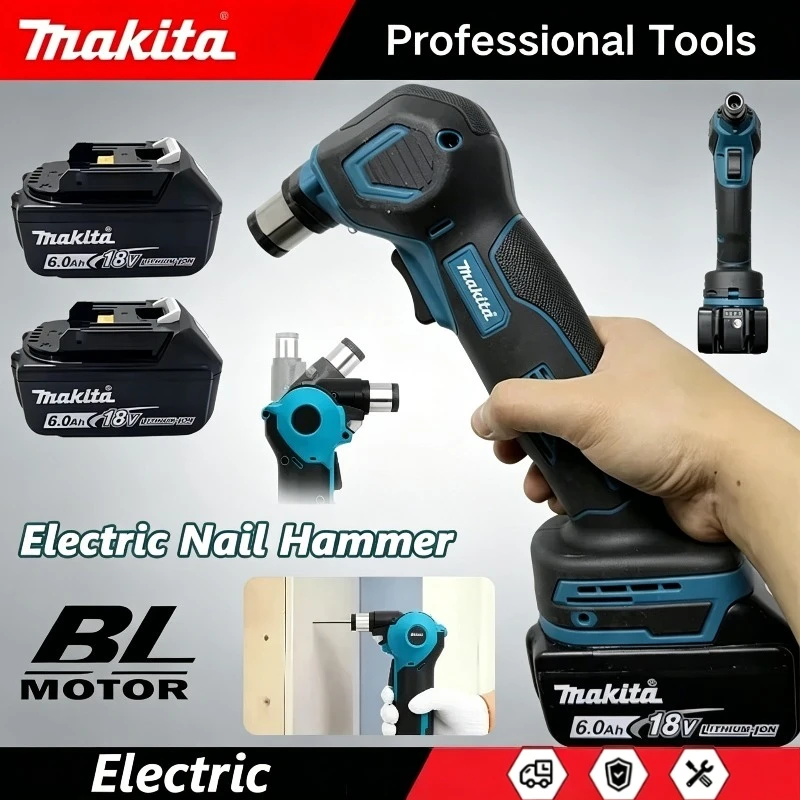 

Makita Cordless Electric Nail Hammer Power Tool, Portable Rechargeable Handheld, 19000 RPM Cordless Auto Hammer Palm Nailer.
