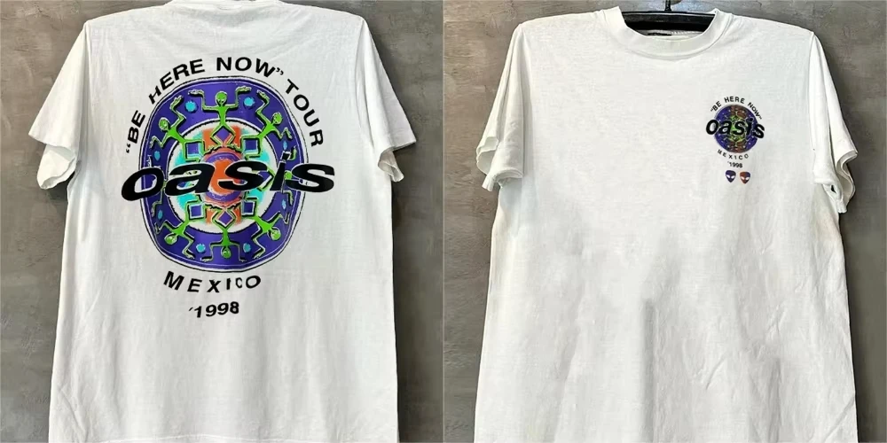 

Новые летние футболки унисекс Oasis Band из хлопка, оверсайз, в уличном стиле, повседневные, свободные, с коротким рукавом, винтажные топы