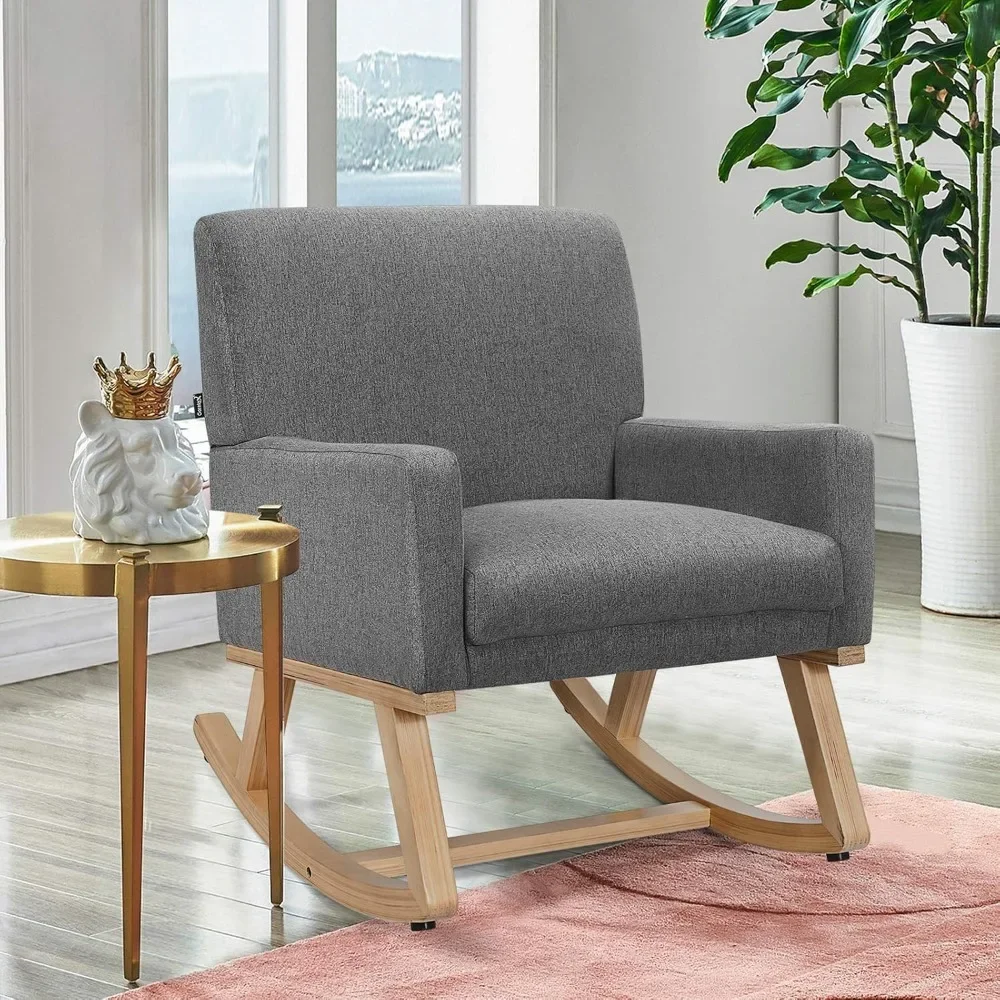 US Upholstered Rocking Glider Nursery Mid Century Accent Lounge Arm Chairs for Small Spaces Bedroom Living Room