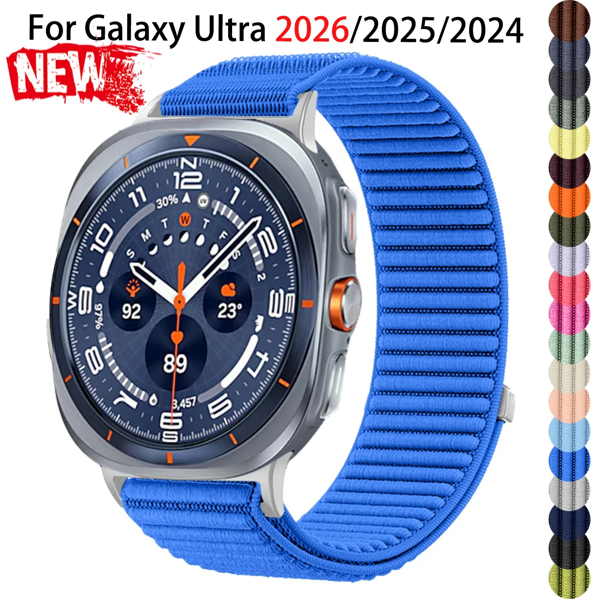 Atmungsaktives Nylon-Schlaufenarmband für Samsung Galaxy Watch Ultra 2026/2025/2024 47mm Sportarmband für Galaxy Ultra 2 9/8/7Ultra Armband