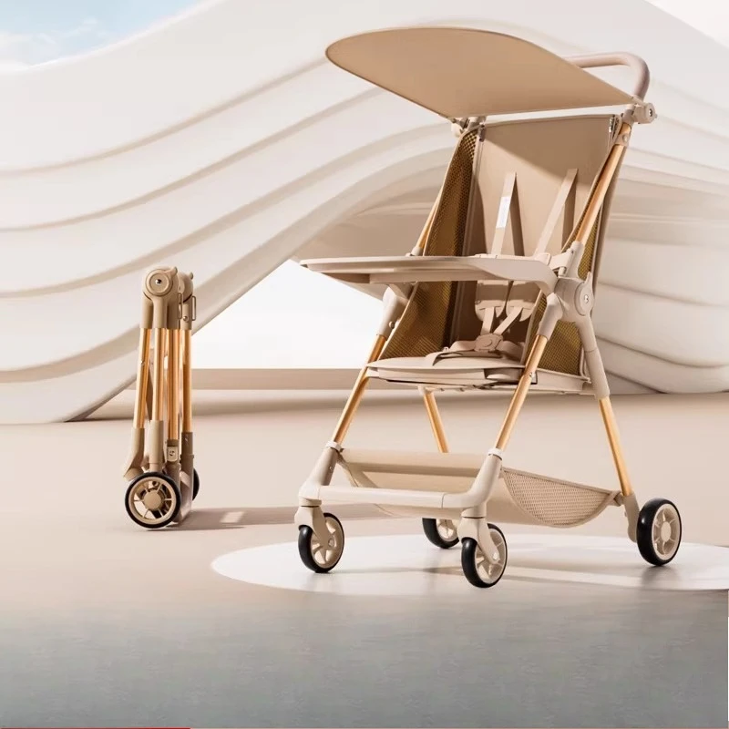 

Portable Stroller, Lightweight Umbrella Stroller with One-Hand Fold, Reclining Seat, Aluminum Frame, Extra Large Breathable Pad