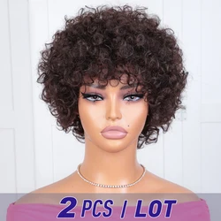 Wholesale Short Pixie Wig Curly Human Hair Wigs Cheap Afro Curly Wig Full Machine Made Glueless Human Hair Wig For Black Women