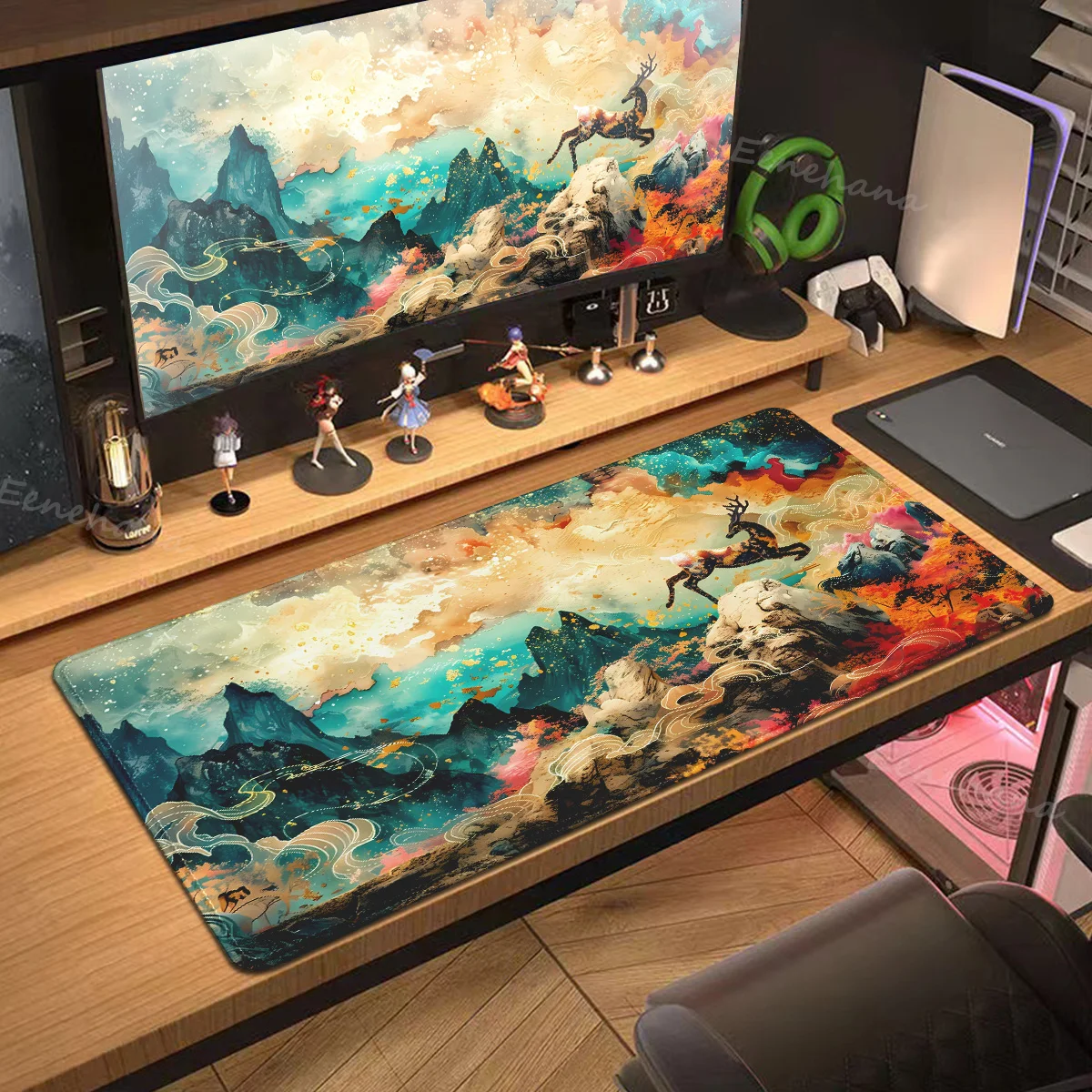 

Desk Mat Dunhuang Nine Colored Deer Pc Gaming Setup Accessories Gamer Keyboard Pad Large Gamer Mousepad Anime Control Deskmat