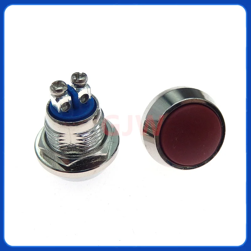 2Pcs 12mm 1NO Waterproof Momentary Reset Metal Button Switch Small Miniature Button Screw Terminal Round Switch Power Button
