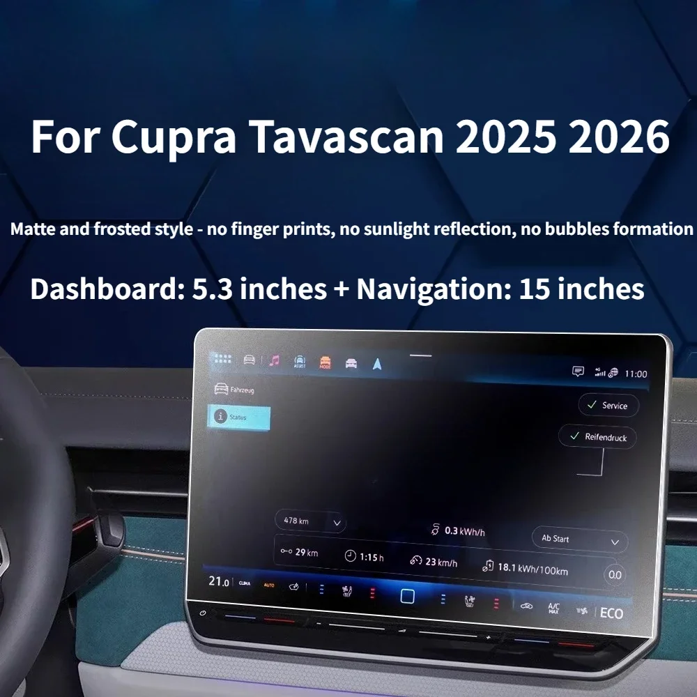 Matte Tempered Glass Protective Film For Cupra Tavascan 2025 2026 2027 LCD GPS Navigation Center Console Screen Car Accessories
