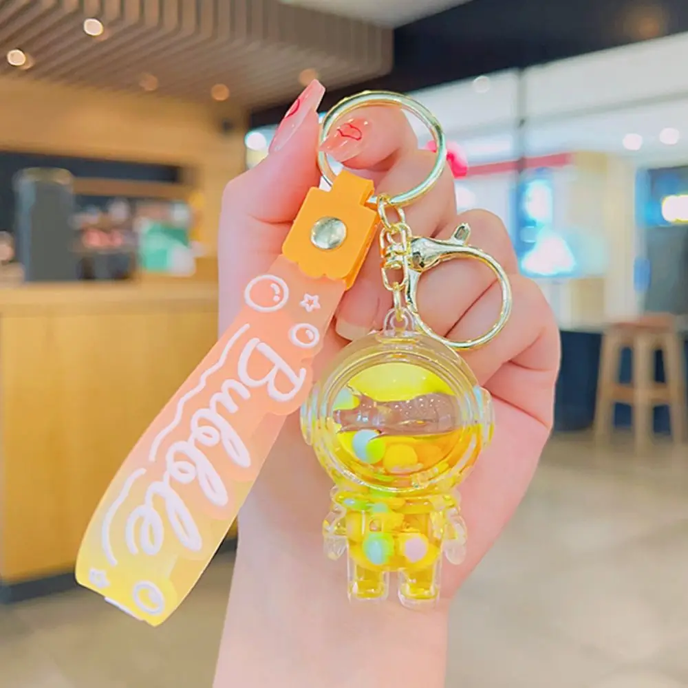 Gift Spaceman Keychain Kawaii Quicksand Car Key Ring Cartoon Cute Hanging Cord