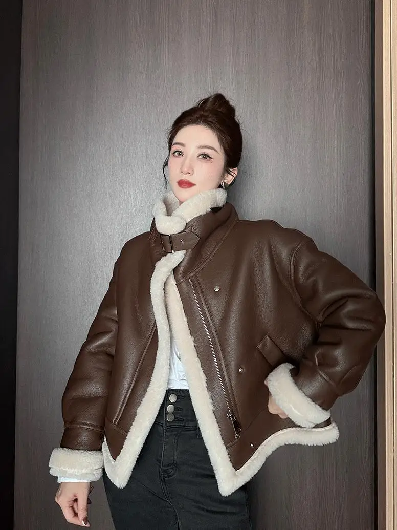 2024 Luxe echte leren jassen Nieuw ontwerp Dames Shearling Jassen Schapenvacht Wollen voering