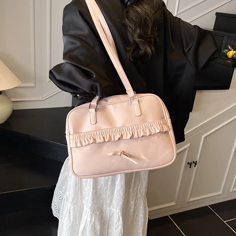 

Новое поступление, модные сумки на плечо JK для девочек-студентов, милые дизайнерские кожаные сумки с рюшами, женская сумка в стиле Лолиты, кошелек