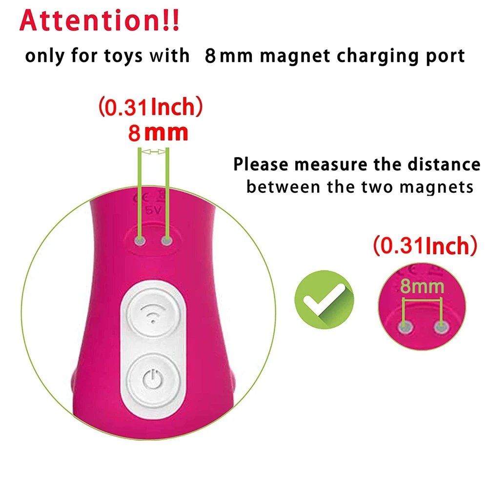 New USB Magnetic Charging Cable Replacement Charger Cord for Wand Massager Rechargea 8mm(0.31In).