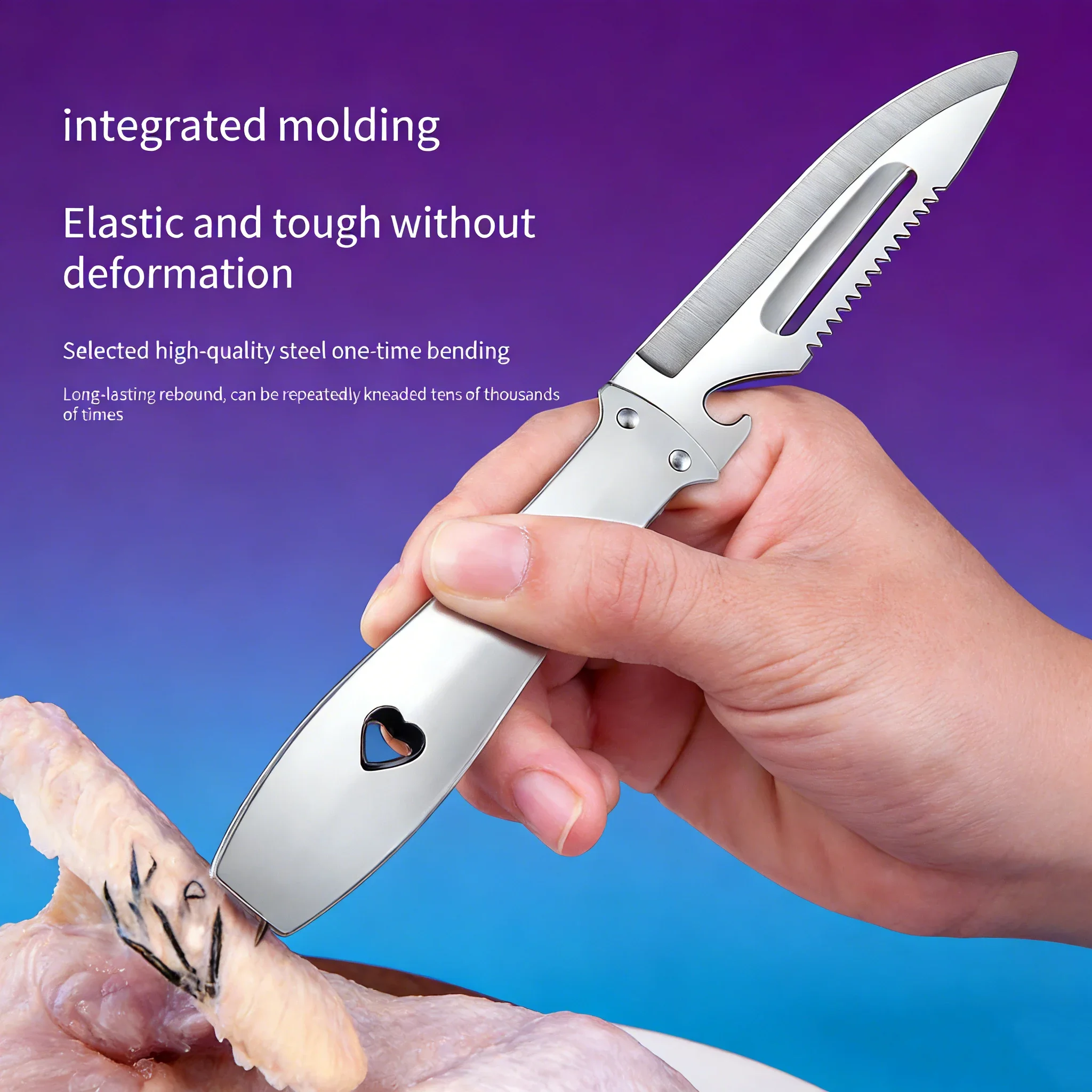 4-in-1 Stainless Steel Multifunction Tool - Tweezers, Fruit Peeler, Fish Scaler & Bottle Opener for Home
