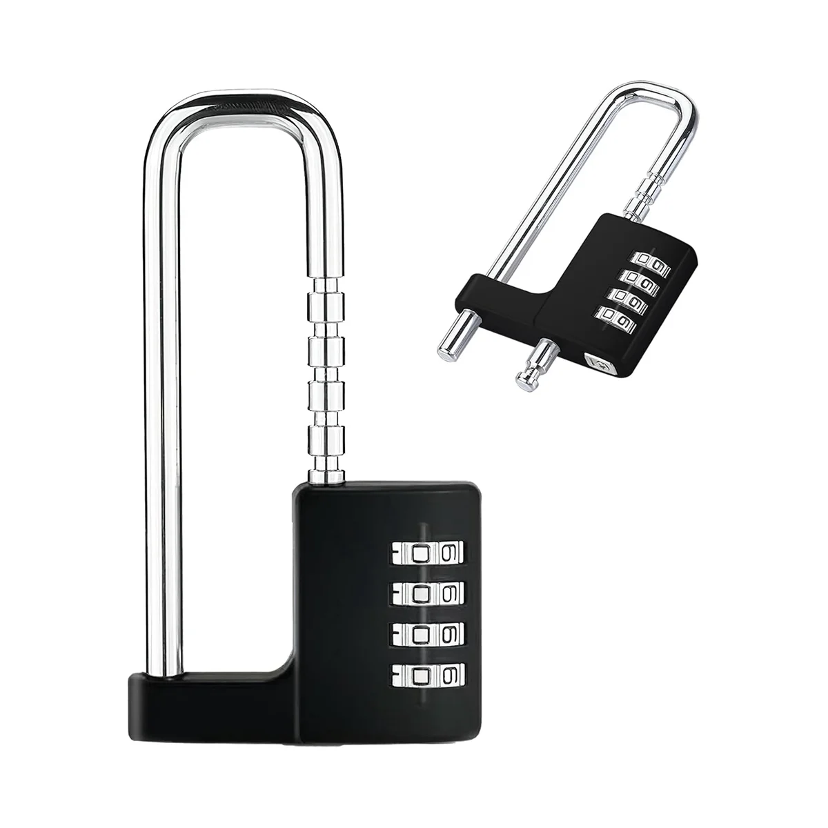 Candado de combinación para exteriores, candado resistente al agua con código, candado largo ajustable multifuncional, negro