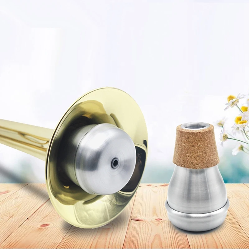 Silver Aluminium Cork Practice Trumpet Bubble Mute Musical Instrument Accessories