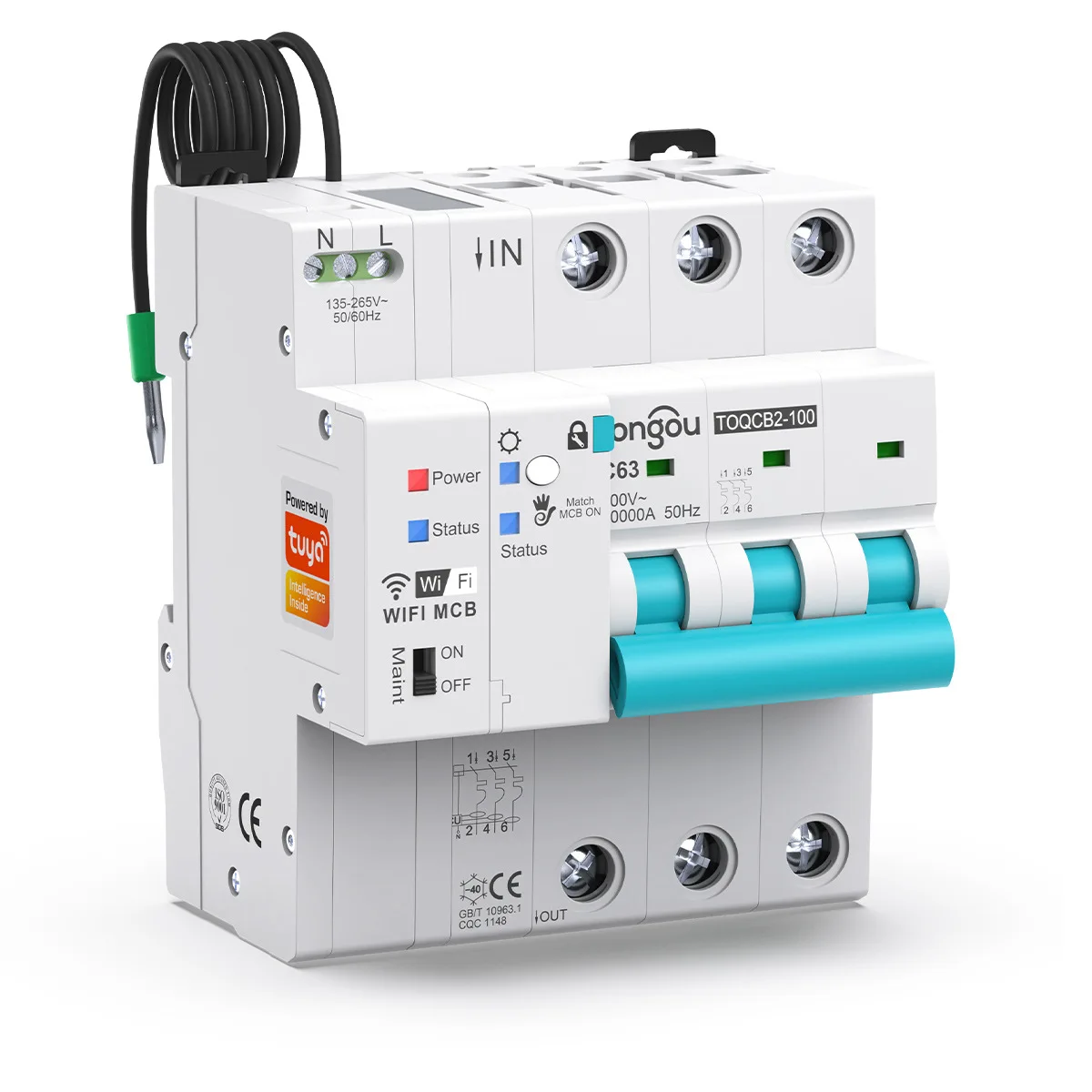 3P 63A WIFI Metering Circuit Breaker Smart Life Timer Remote Control Automatic Wireless Interruptor Reclosing Switch