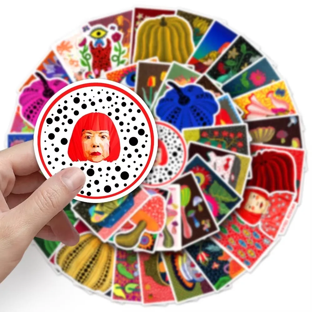 50 قطعة Yayoi Kusama اليقطين قماش الفن الملصقات ملصقات DIY جراب هاتف الكمبيوتر المحمول سكيت هدية خوذة