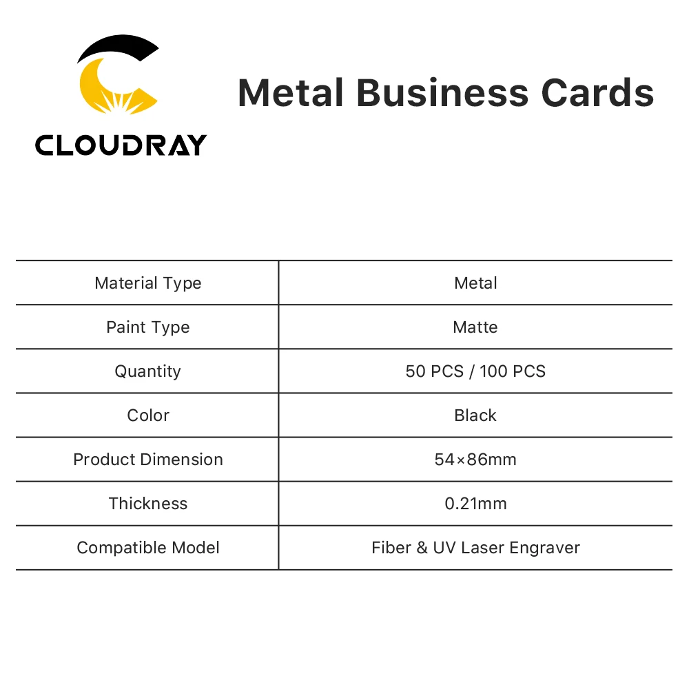 Imagem -06 - Cloudray Business Name Cards Folha de Metal Fosco Material de Teste para Máquina de Marcação a Laser 50 Pcs 100 Pcs por Lote