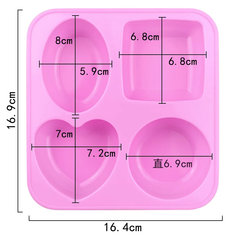 4 sets of silicone handmade soap molds of different shapes, cold process soap molds, household baking DIY high temperature resis