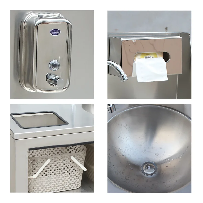 LMM stainless steel mobile sink, movable purification workshop with wheels, pedal outlet pool