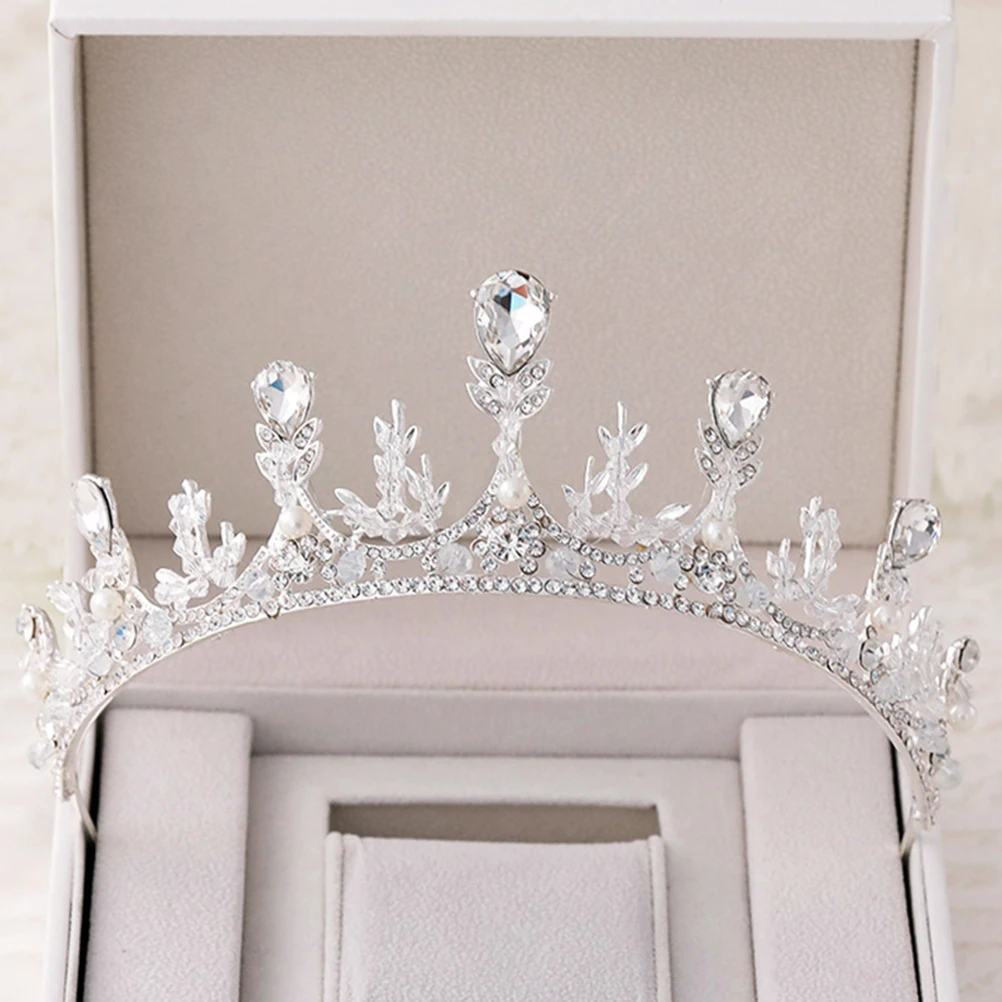 

Rhinestone Decor Crown Crystal Tiara Bridal Headdress Silver Handcraft Alloy Wedding Bride Jewelry Party Photo Props