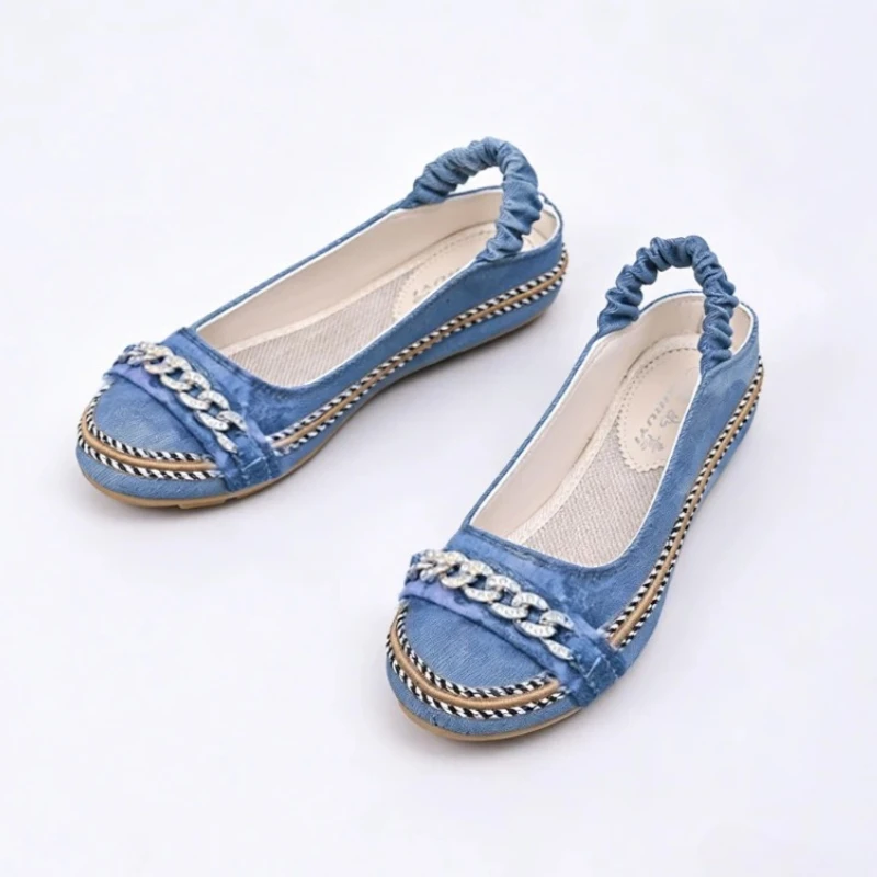 Damen Flache Slipper Schuhe mit Kette Designer-Schuhe Flache Cowboy-Freizeitschuhe Sport-Sneaker Damen-Sandalen Bequeme Laufschuhe Mujer Zapatos