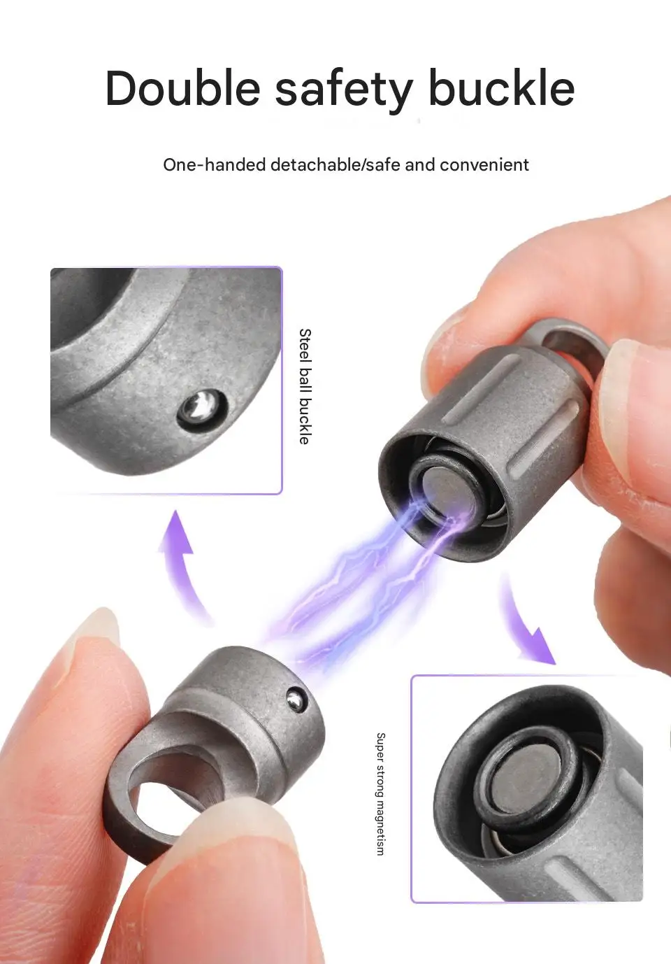 Titanium Alloy Magnet Quick Release Keychain 360° Rotatable Buckle Anti Stripping Anti Detachment Buckle Safety Lock Desig