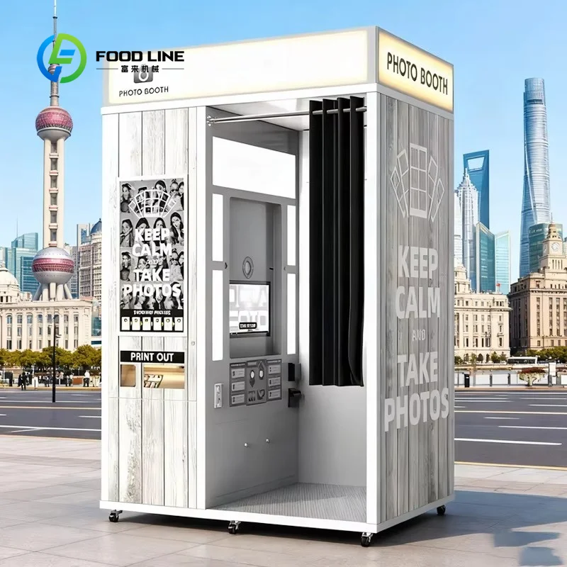Custom All-in-one Digital Photo Booth Shell Self Service Vending Selfie Photo Booth Machine for Commercial Use