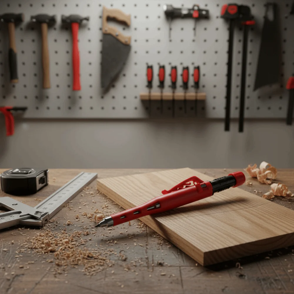 

2.8mm Lead Woodworking Mechanical Pencil Built-In Sharpener Protective Case Carpenters Marking Pencil Long Head New Tip Design