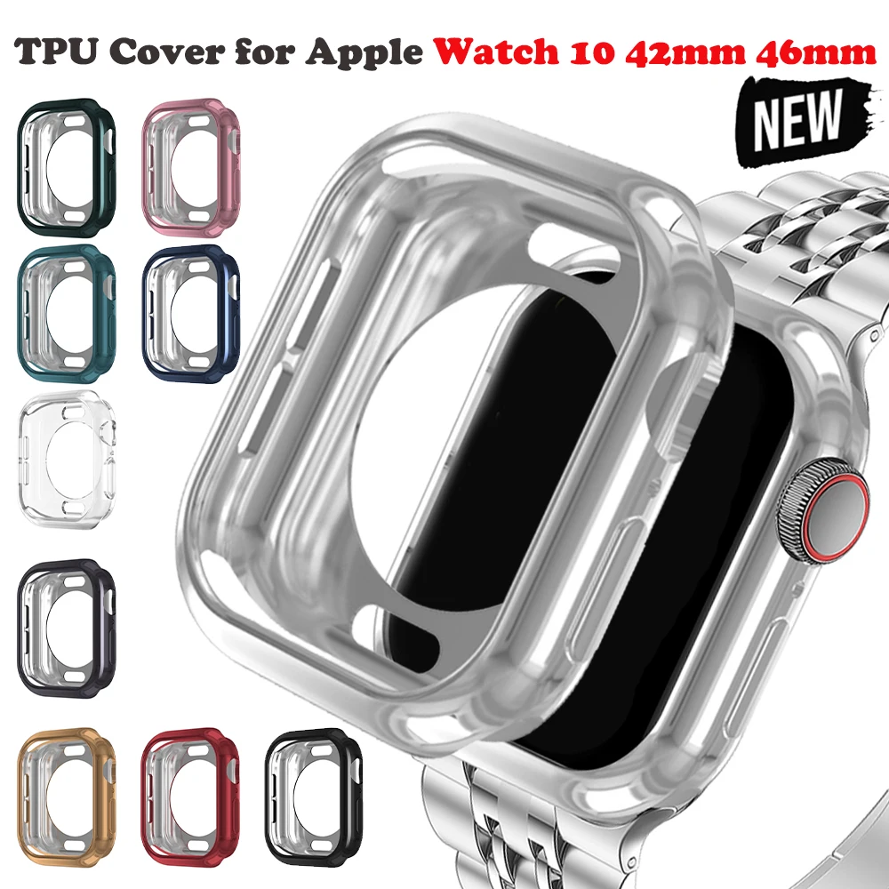 Ultra-thin Plated Watch Case for Apple Watch 10 42mm 46mm Transparent TPU Cover for iWatch Series 10 Protector Shell Accessories