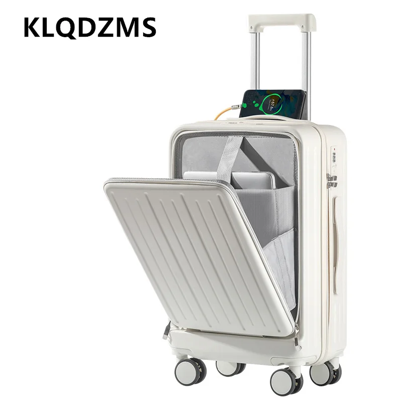 KLQDZMS 20 Inch Charging Suitcase Front Opening Boarding Case 22