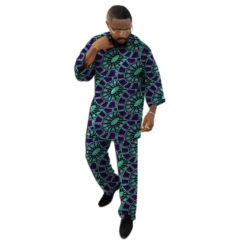 

Men's Desin African Tops+Trousers Tailor Made Pant Sets Nigerian Fashion Male Groom Suits Guaranteed Wax Party Clothes