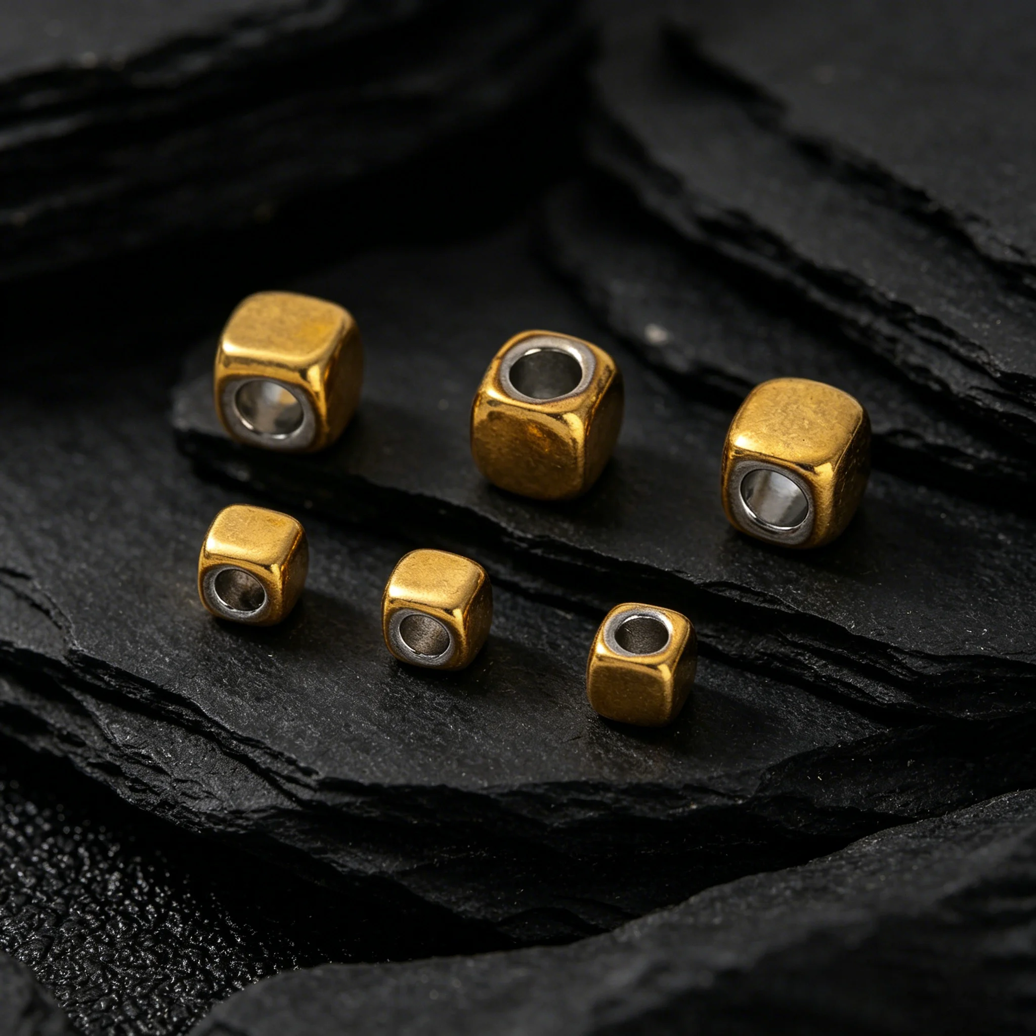 50 Stück/Lot Edelstahl Goldfarben Quadratische Abstandshalterperlen für DIY Armbänder Halsketten Schmuckherstellung Zubehör Komponenten – Detail 2