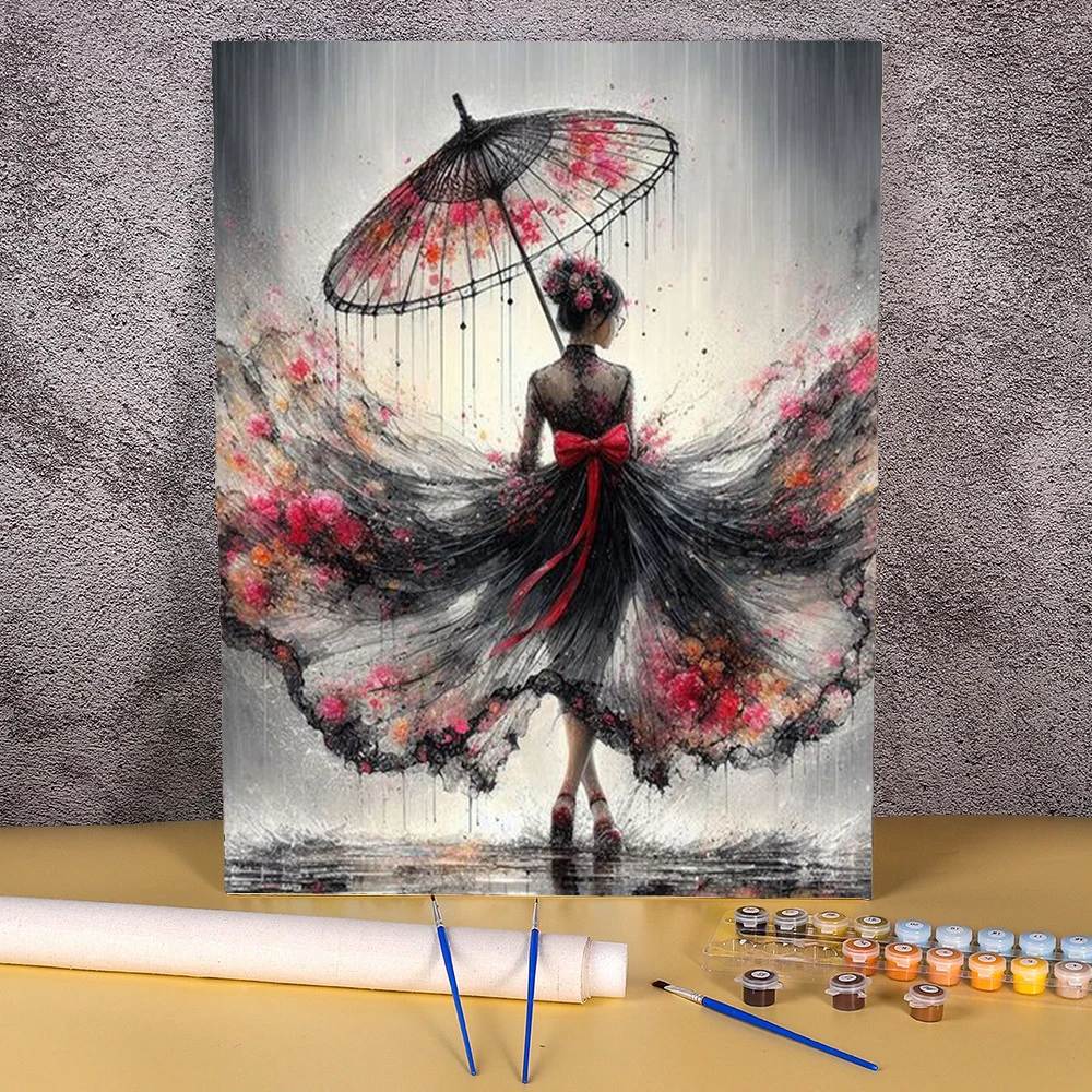 40x50cm Diy Painting By Numbers Chinese Umberlla Women Coloring By Numbers Handpainted Acrylic Canvas Paint Diy Arts Pintura