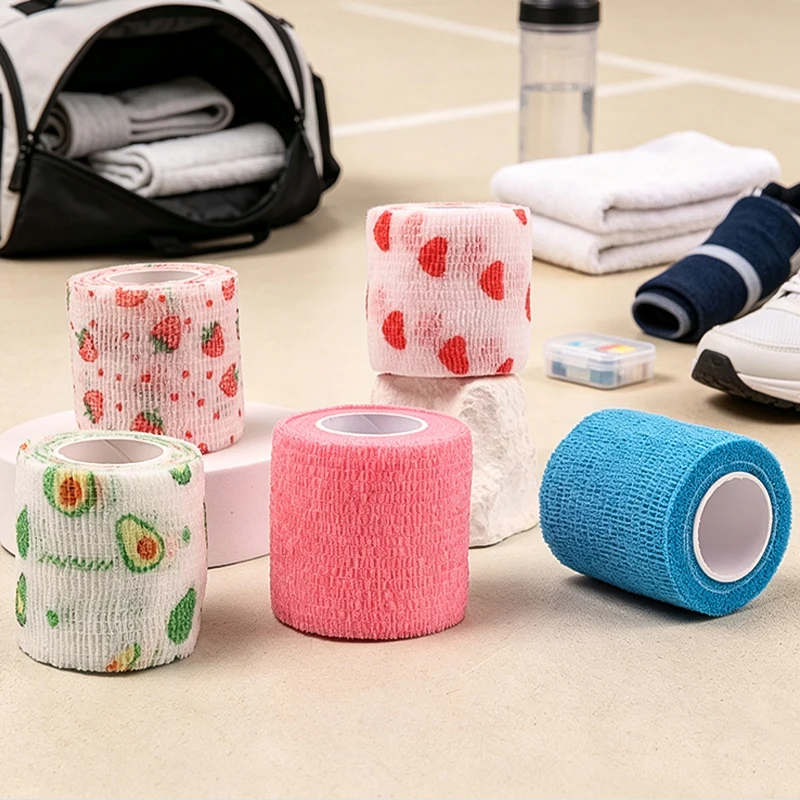 Fruit Printed Self‑Adhesive Elastic Bandage Non‑Woven Cohesive Tape Sports Wrist Finger Ankle Protection Wrap Tattoo Grip Tape