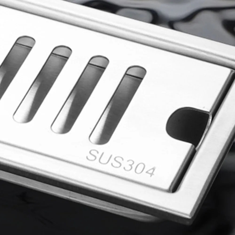 Practical SUS304 Stainless Steel Shower Drain Rectangle Shape Linear Floor Drain Removable Grate Long Shower Floor Drain Kitchen