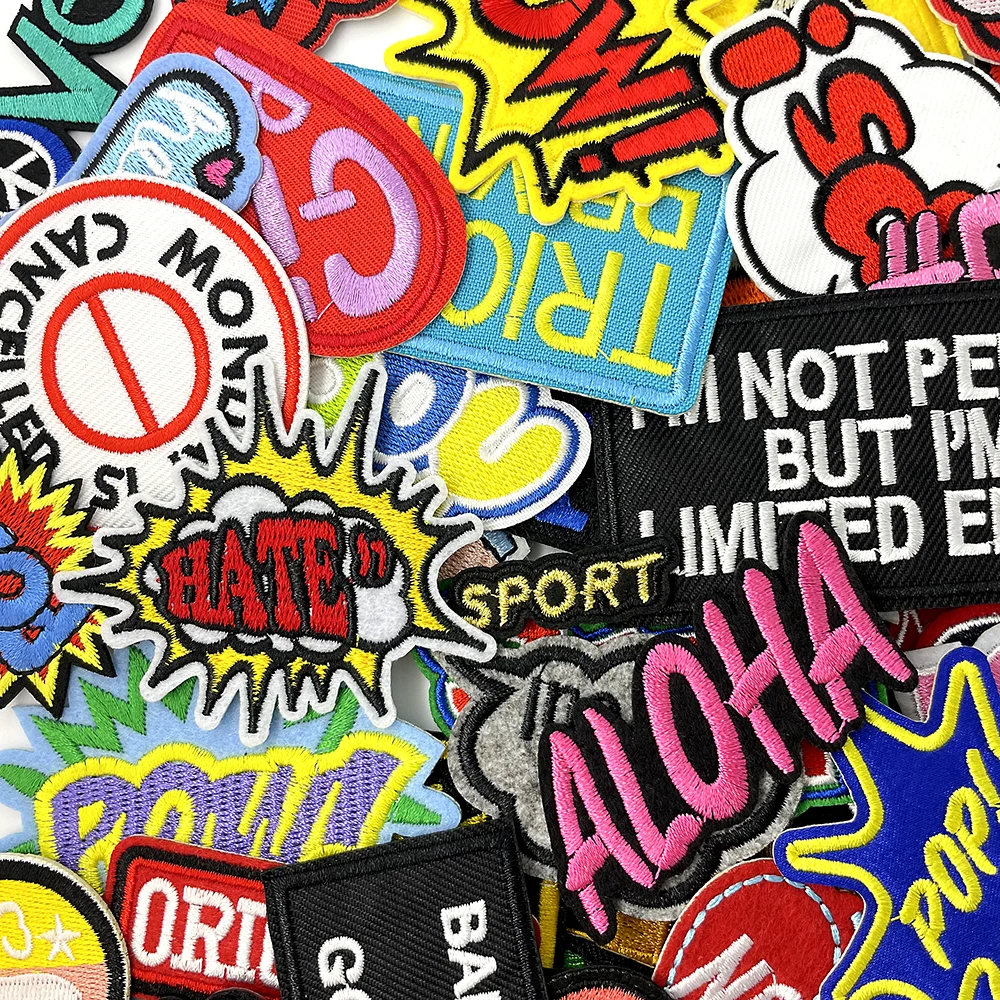 100Pcs Random Mixed Gril Cool Decoration Patches Embroidery Applique Decorative Patch Ironing Clothing Sewing Colorfast Badge