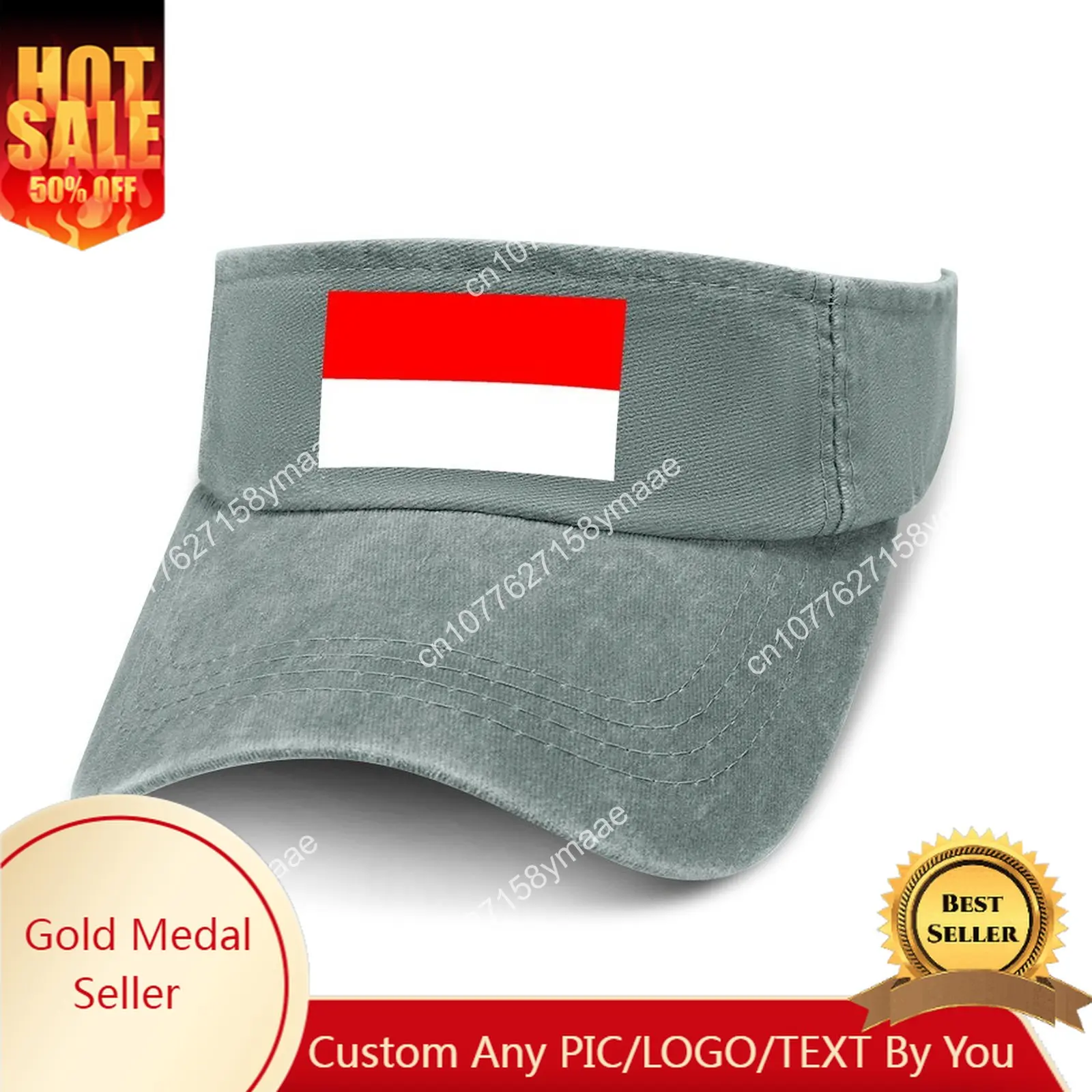 

Indonesia Flag Sun Visor Leaky Top Cowboy Hats Mens Womens Customize DIY Cap Sports Baseball Tennis Golf Caps Empty Open Top Hat