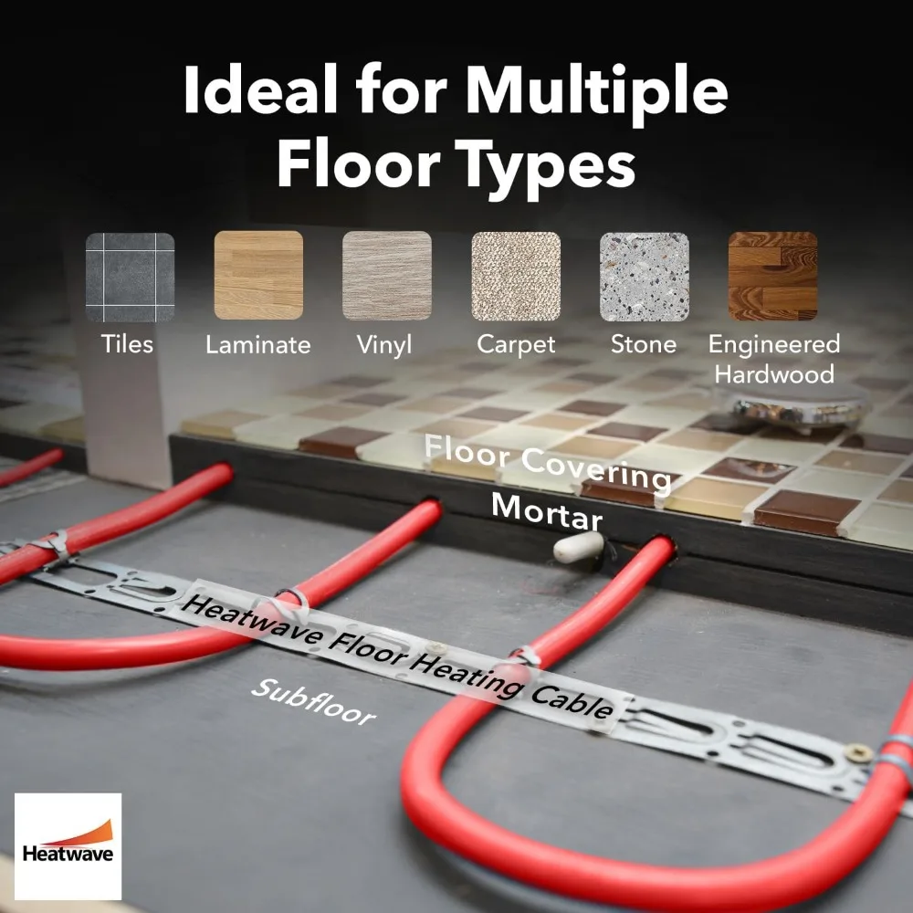 Sistema de aquecimento de piso radiante - Aquecedor elétrico de piso de 120 V para 16-30 pés quadrados, solução de piso aquecido eficiente