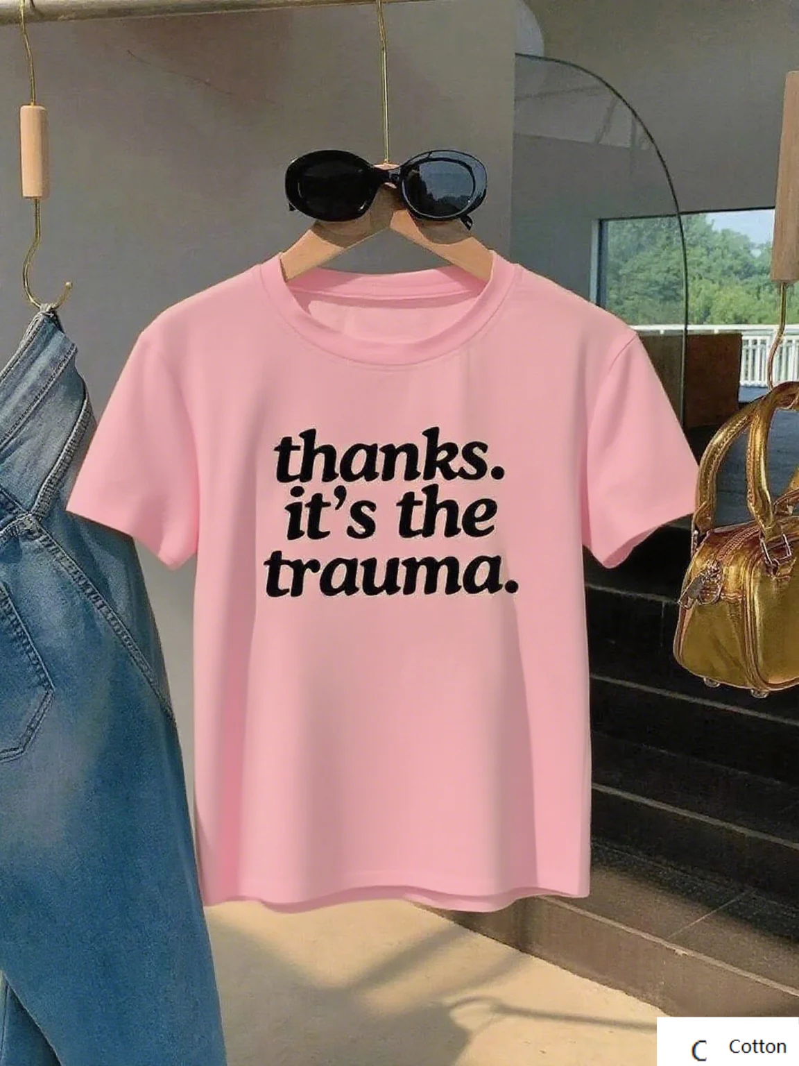 قطن عالي الجودة مع "شكرًا فكاهيًا. إنه الصدمة." طباعة ارفع أسلوبك أثناء مشاركة تي شيرت اضحك S-4XL