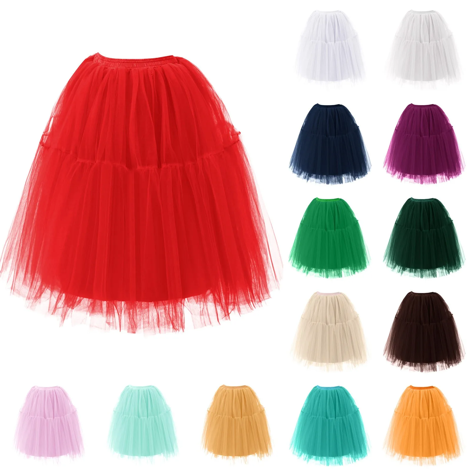 تنورات رقص من التول للسيدات ، تنورات باليه ذات ثنيات شبكية ، تنورات قصيرة منفوشة ، تنورة قصيرة من الأميرة لوليتا منتفخة لحفلة موسيقية ، بلون واحد
