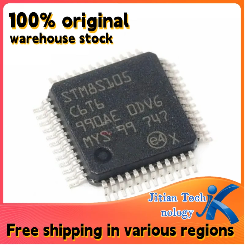 100%Original New in Stock 10PCS STM8S105C6T6 LQFP-48 Microcontroller MCU Channel direct sales